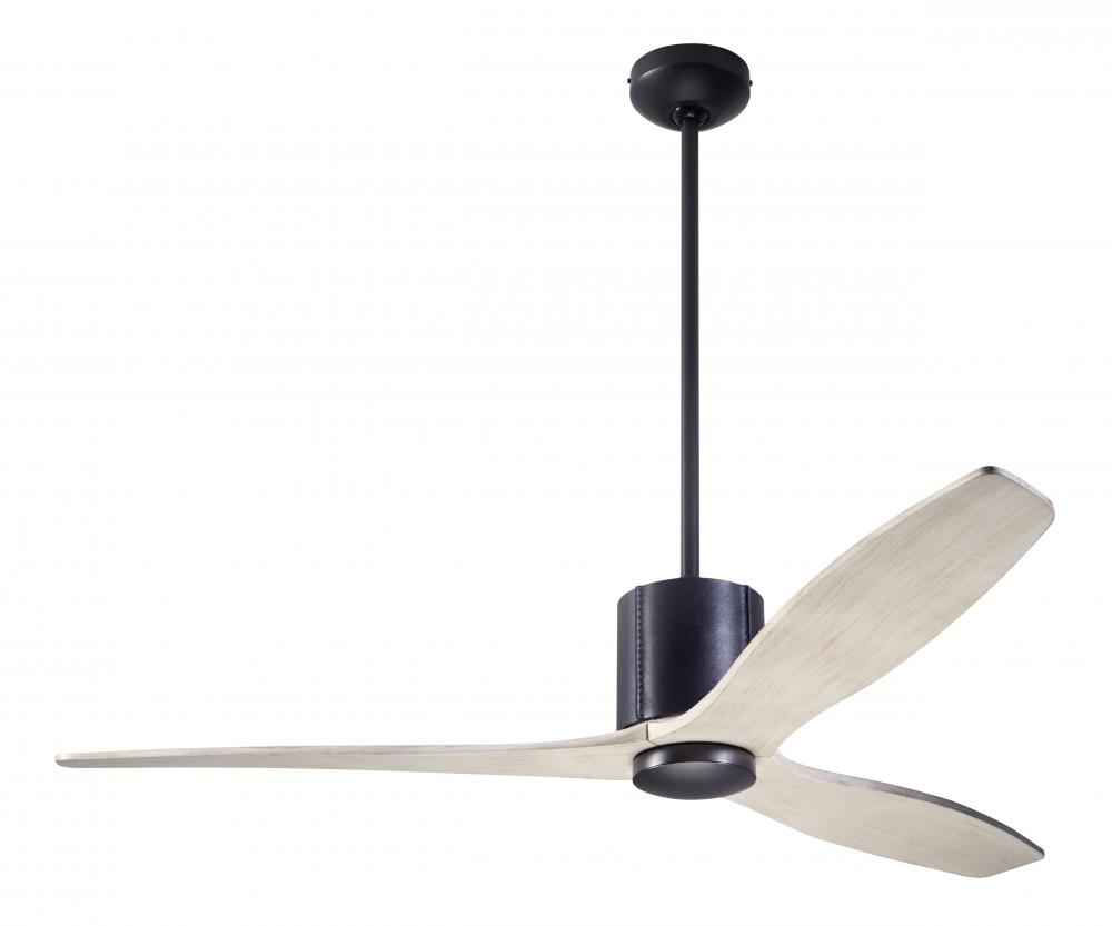 LeatherLuxe DC Fan; Dark Bronze Finish with Black Leather; 54" Whitewash Blades; No Light; Wall