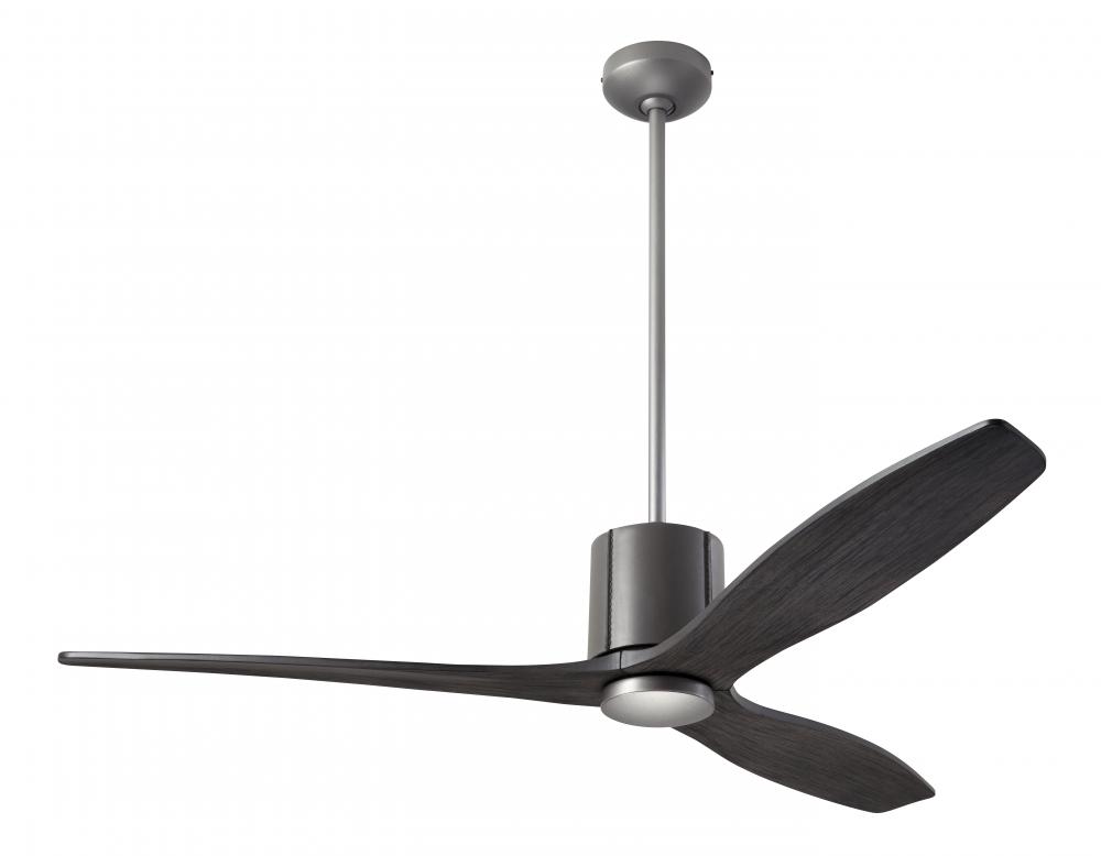 LeatherLuxe DC Fan; Graphite Finish with Gray Leather; 54" Ebony Blades; No Light; Remote Contro