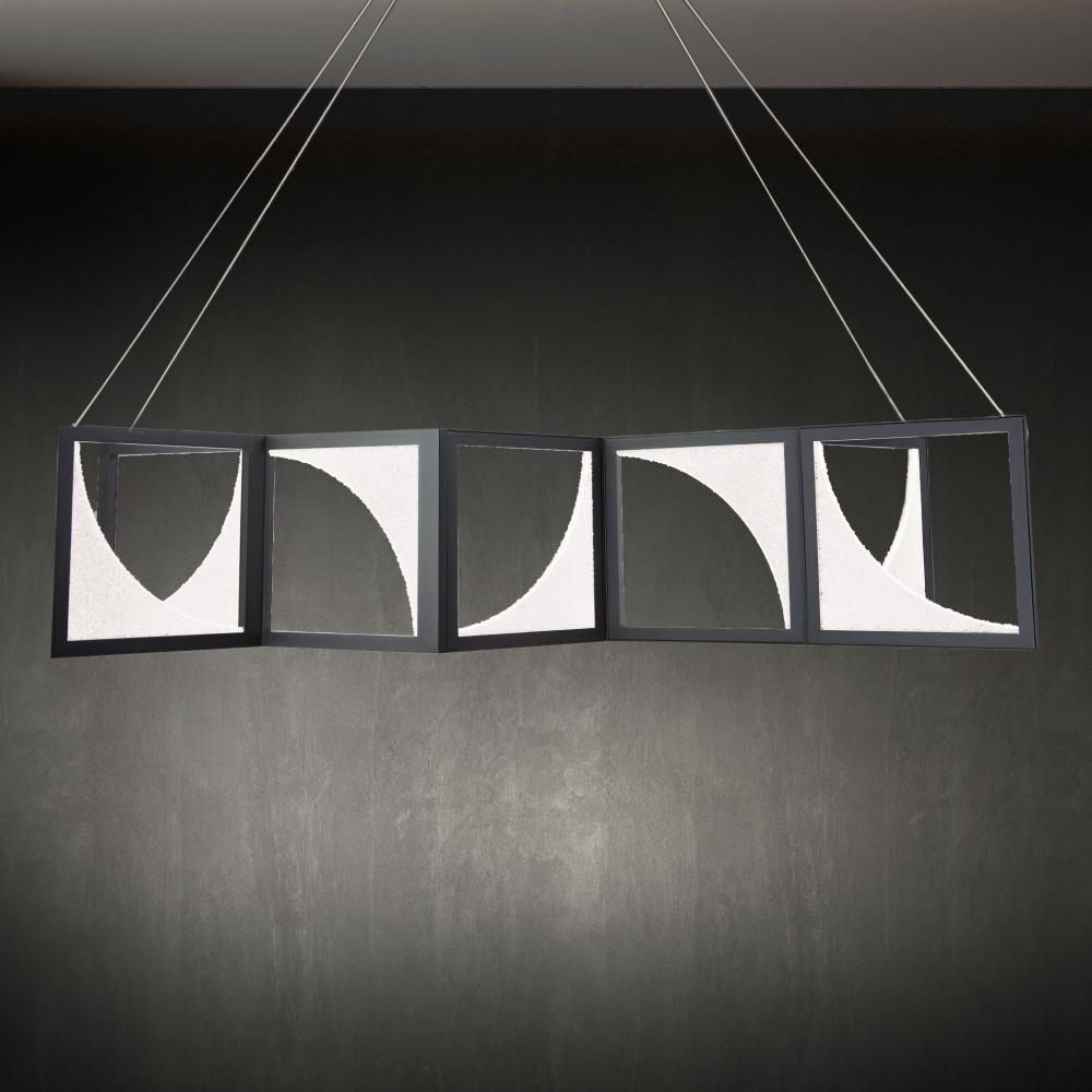 Luna 61in LED 3000K/3500K/4000K 120V-277V Linear Pendant in Black with Clear Rock Cut Crystal