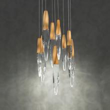 Schonbek Beyond BPD13209-AB - Kindjal 9 Light LED 3000K/3500K/4000K 120V-277V Multi-Light Pendant in Aged Brass with Clear Optic