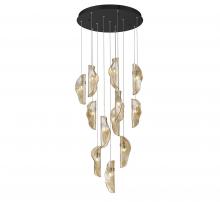 Lib & Co. US 10164-018-02 - Sorrento, 12 Light round LED Chandelier, Amber, Black Canopy