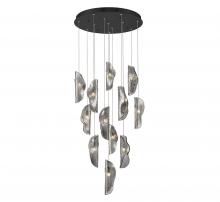 Lib & Co. US 10164-019-02 - Sorrento, 12 Light round LED Chandelier, Smoke, Black Canopy