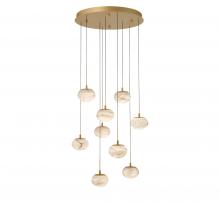 Lib & Co. US 12121-030 - Calcolo, 9 Light Round LED Chandelier, Painted Antique Brass