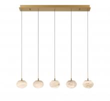 Lib & Co. US 12125-030 - Calcolo, 5 Light Linear LED Chandelier, Painted Antique Brass