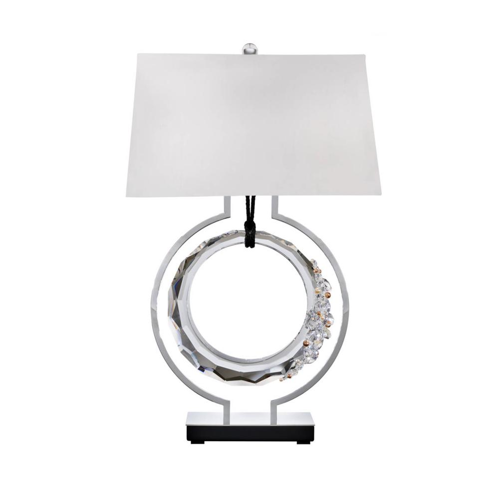 Serenity 30in 120V Table Lamp in Polished Chrome with Clear Radiance Crystal and Gold Rope
