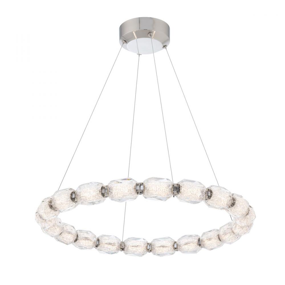 Seduction 20 Light 120-277V LED Circular Pendant in Polished Nickel with Clear Radiance Crystal