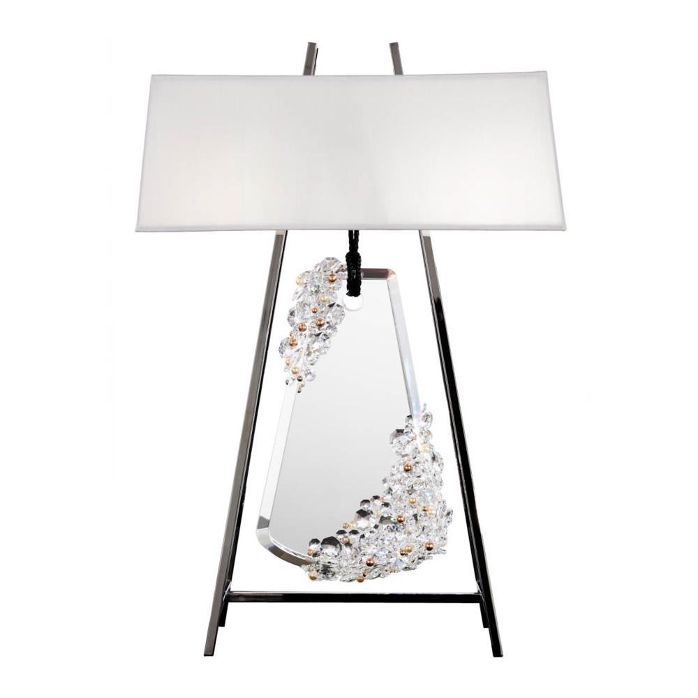 Flora 2 Light 120V Table Lamp in Polished Chrome with Clear Radiance Crystal and Black Rope
