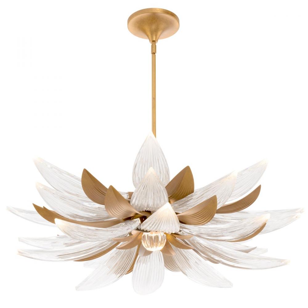 Fiorella 33in 120-277V LED Pendant in French Gold with Optic Crystal