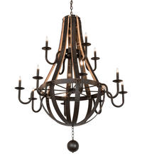 2nd Avenue Designs Green 219497 - 48" Wide Barrel Stave Madera 12 Light Two Tier Chandelier