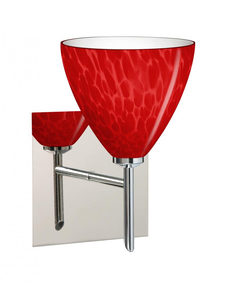 Besa, Mia Mini Sconce with Square Canopy, Red Cloud, Chrome Finish, 1x40W G9 Base