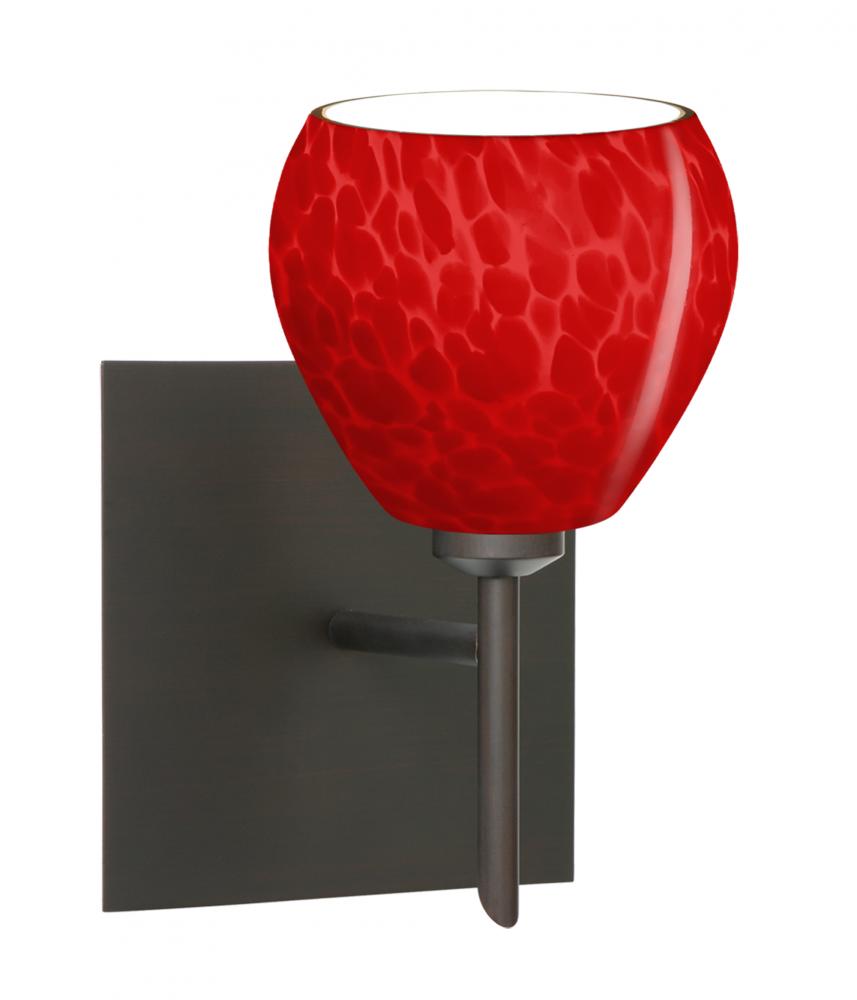 Besa, Tay Tay Mini Sconce with Square Canopy, Red Cloud, Bronze Finish, 1x40W G9 Base
