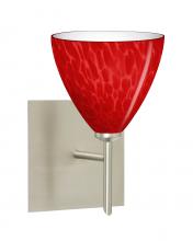 Besa Lighting 1SW-1779RC-SN-SQ - Besa, Mia Mini Sconce with Square Canopy, Red Cloud, Satin Nickel Finish, 1x40W G9 Base
