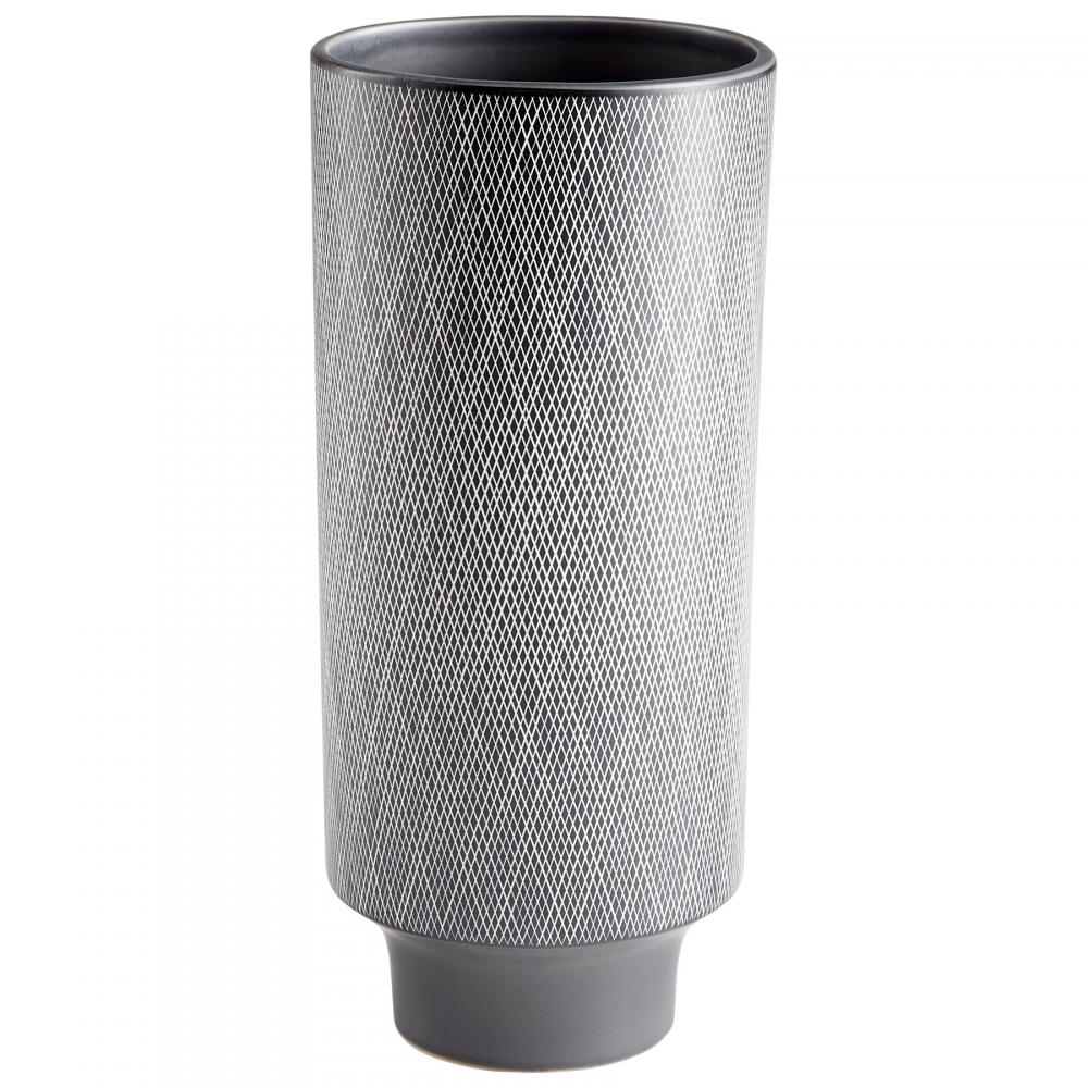 San Leandro Vase Matte Grey And White - Large