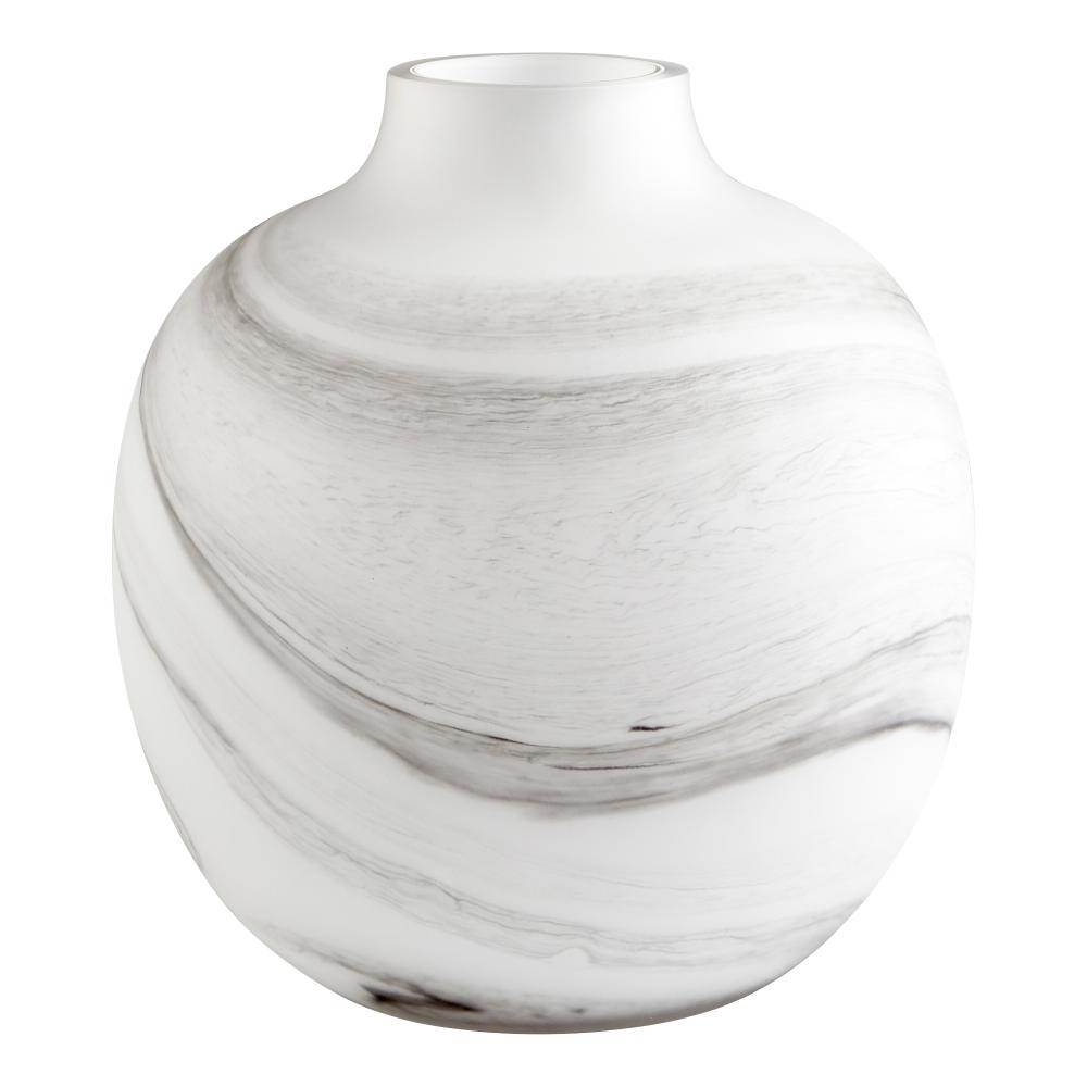 Moon Mist Vase White And Black Swirl - Medium