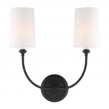 Crystorama 2242-BF - Libby Langdon for Crystorama Sylvan 2 Light Black Forged Sconce