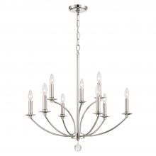 Crystorama MIL-8009-PN - Mila 9 Light Polished Nickel Chandelier