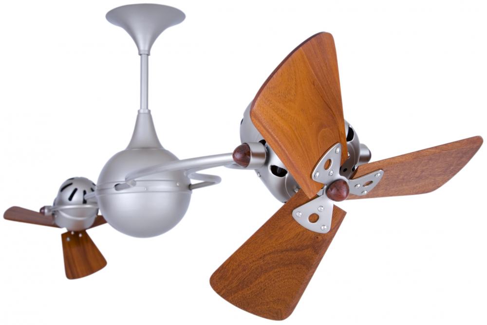 Italo Ventania 360° dual headed rotational ceiling fan in brushed nickel with solid sustainable m