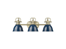 Golden 3602-BA3 AB-NVY - Duncan 3-Light Bath Vanity in Aged Brass with Matte Navy