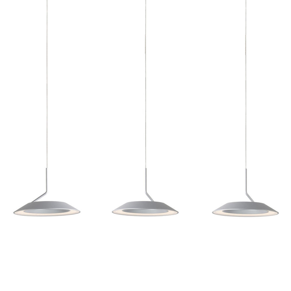 Royyo Pendant (linear with 3 pendants), Silver, Silver Canopy