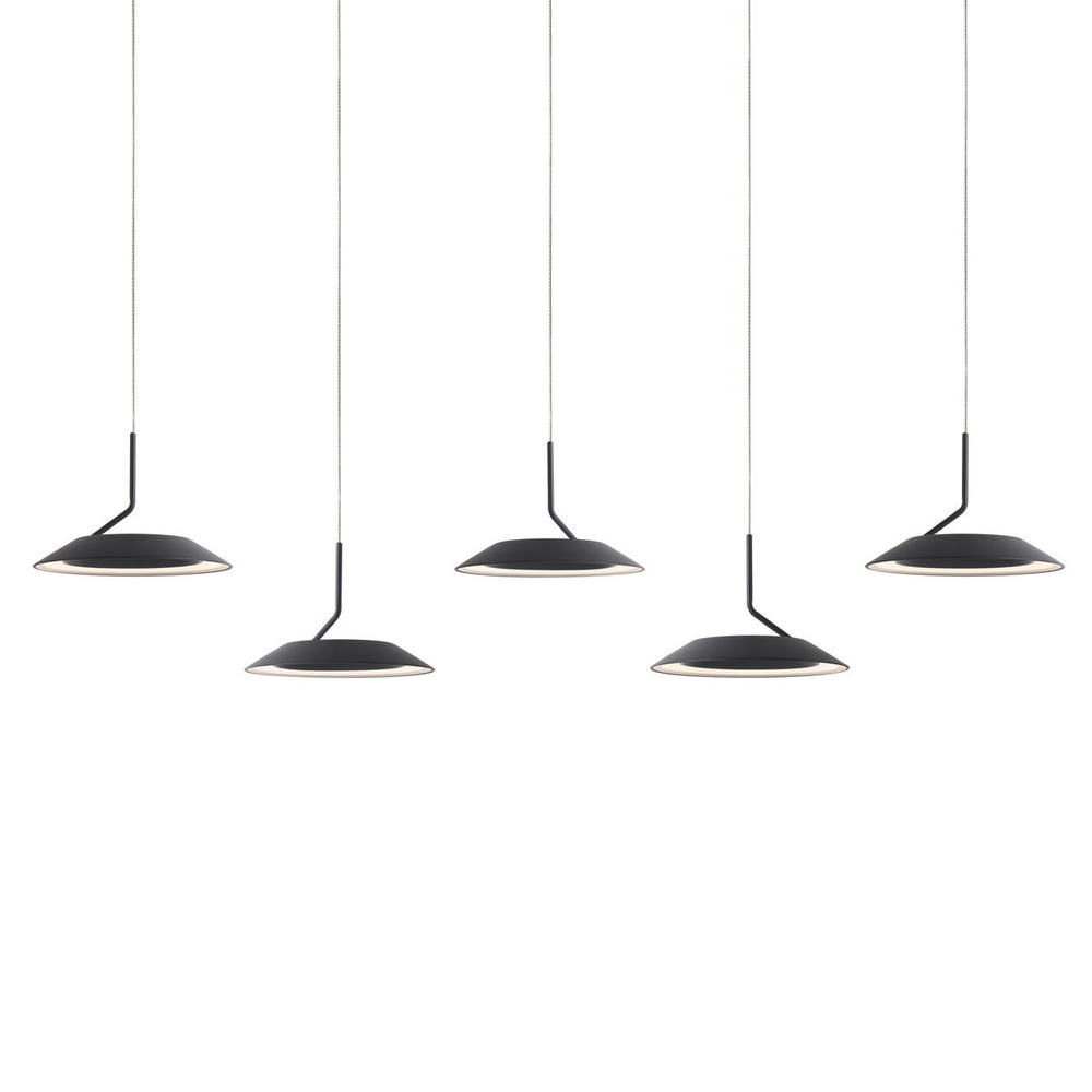 Royyo Pendant (linear with 5 pendants), Matte Black, Matte Black Canopy