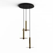 Koncept Inc CMP-C3-S-12-BRS+GTEA9 - Combi Pendant 12" Circular 3 Combo Brass with Matte Black Canopy