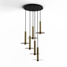 Koncept Inc CMP-C6-S-12-BRS+GTEA9 - Combi Pendant 12" Circular 6 Combo Brass with Matte Black Canopy