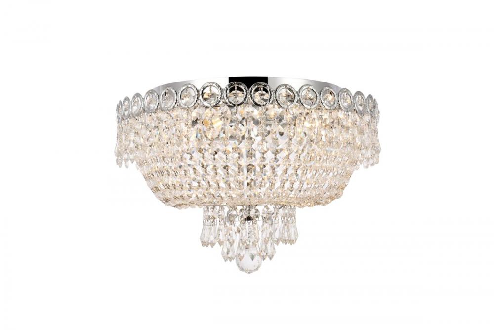 Century 4 light Gold Flush Mount Clear Royal Cut Crystal