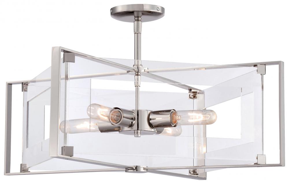 CRYSTAL CLEAR - 4 LIGHT SEMI FLUSH