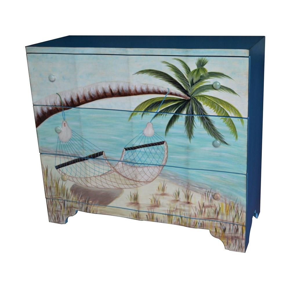 Crestview Collection Gulf Breeze 3 Drawer Painted Beach Scene Chest